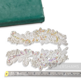 Petershams Millinery Supplies Gladys ivory lace collar motifs with iridescent sequins and faux pearls, pair set