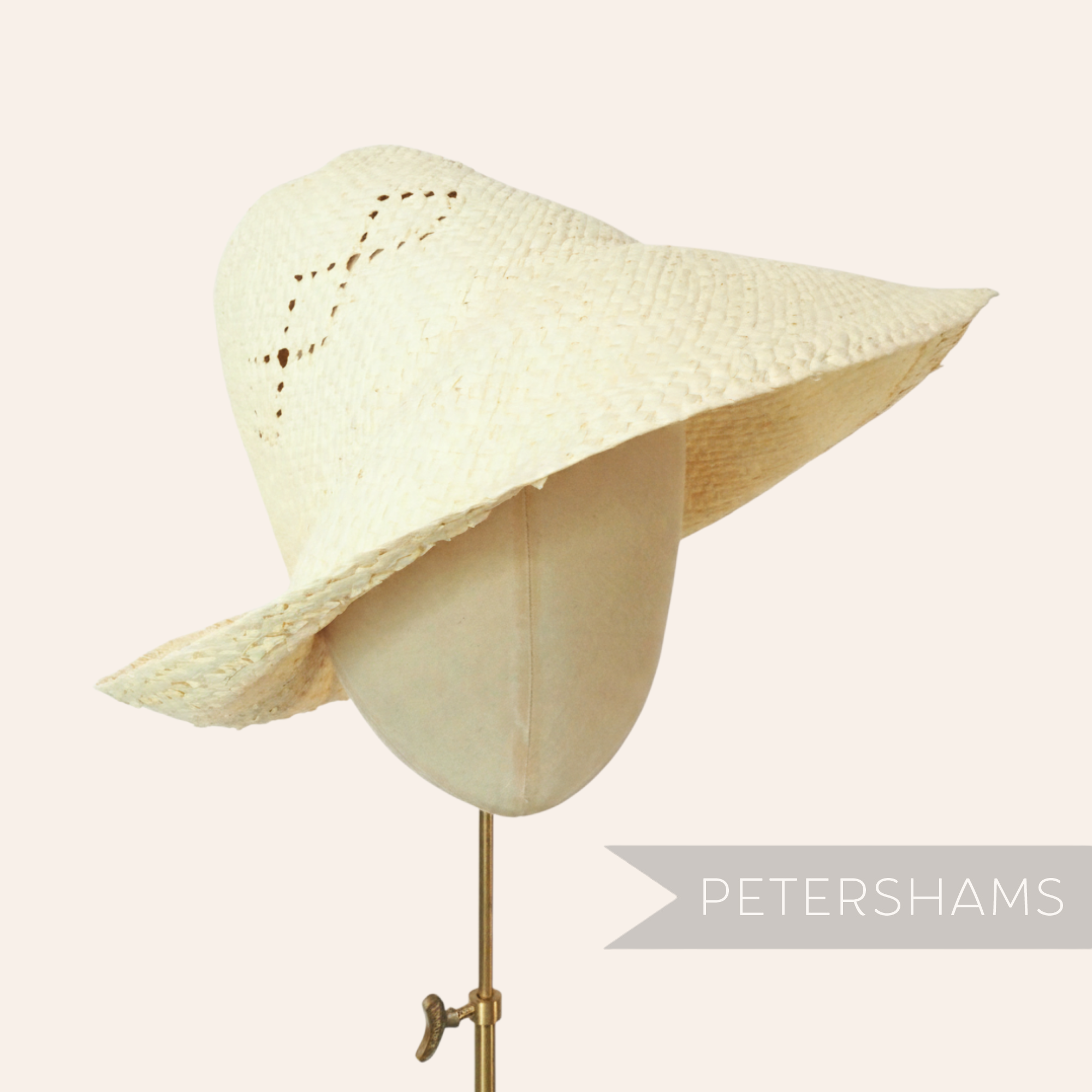 Petershams Millinery Supplies ivory paper capeline hat with triple diamond air vent design