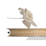 Petershams Millinery Supplies vintage ivory silk satin rose flower mount with wire stem, 6cm width