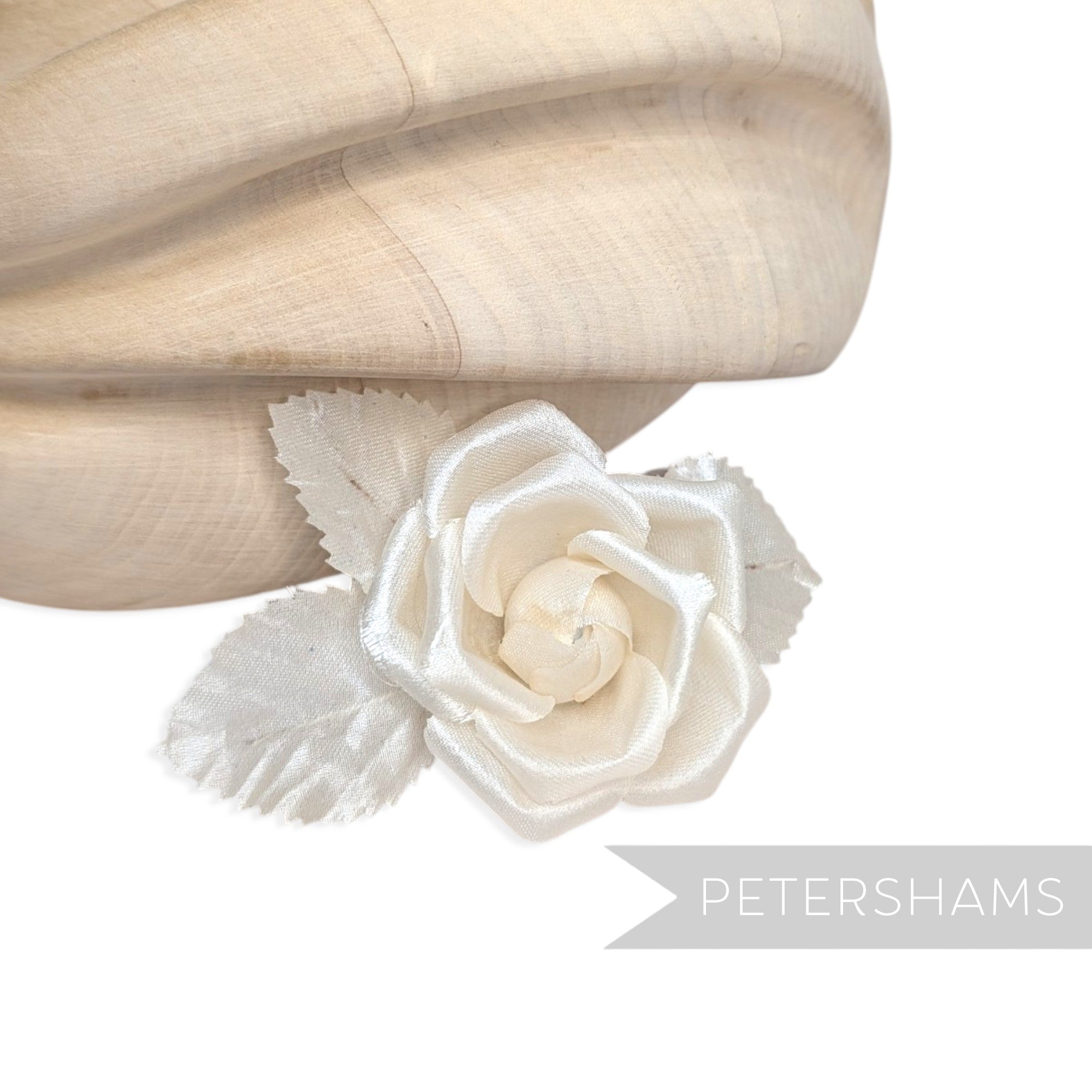 Petershams Millinery Supplies vintage ivory silk satin rose flower mount for hat making