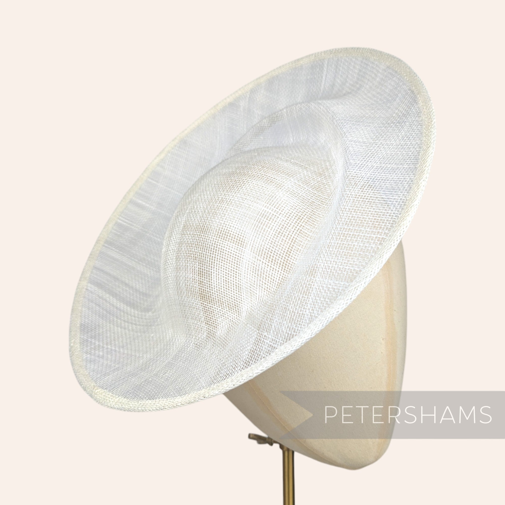 Petershams Millinery Supplies ivory sinamay orbital fascinator hat base with pleated crown