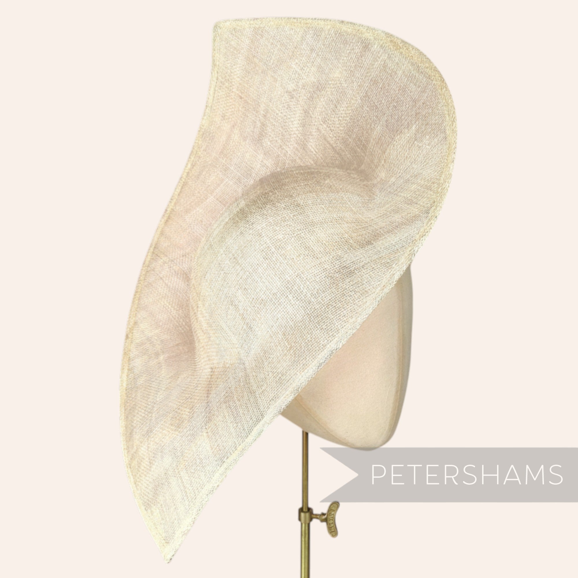 Petershams Millinery Supplies Jackie double pointed sinamay fascinator hat base in a natural  woven fabric