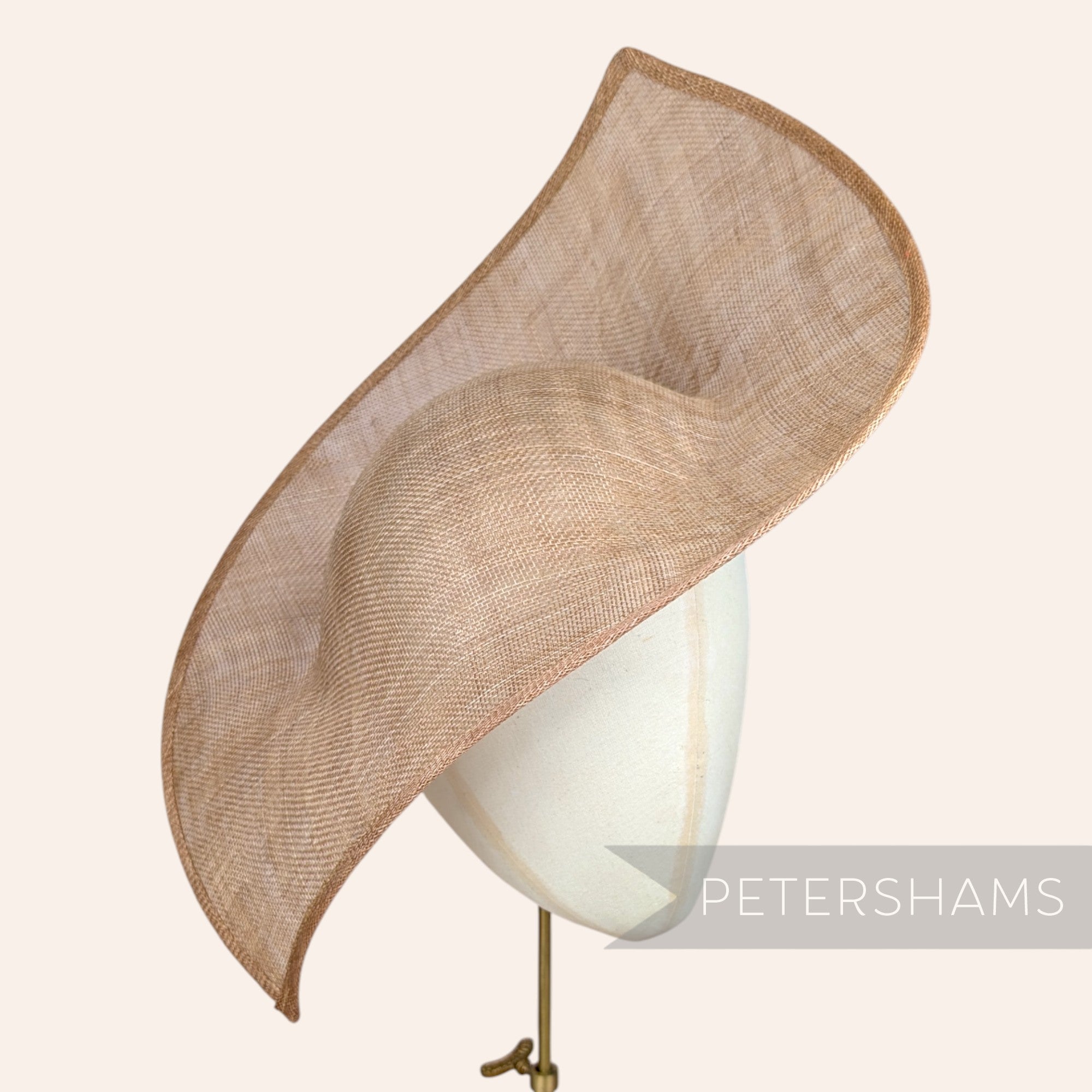 Petershams Millinery Supplies Jackie double pointed sinamay fascinator hat base in toffee