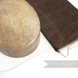 Petershams Millinery Supplies Kat vintage brown honeycomb veiling with floral pattern draped over a millinery block