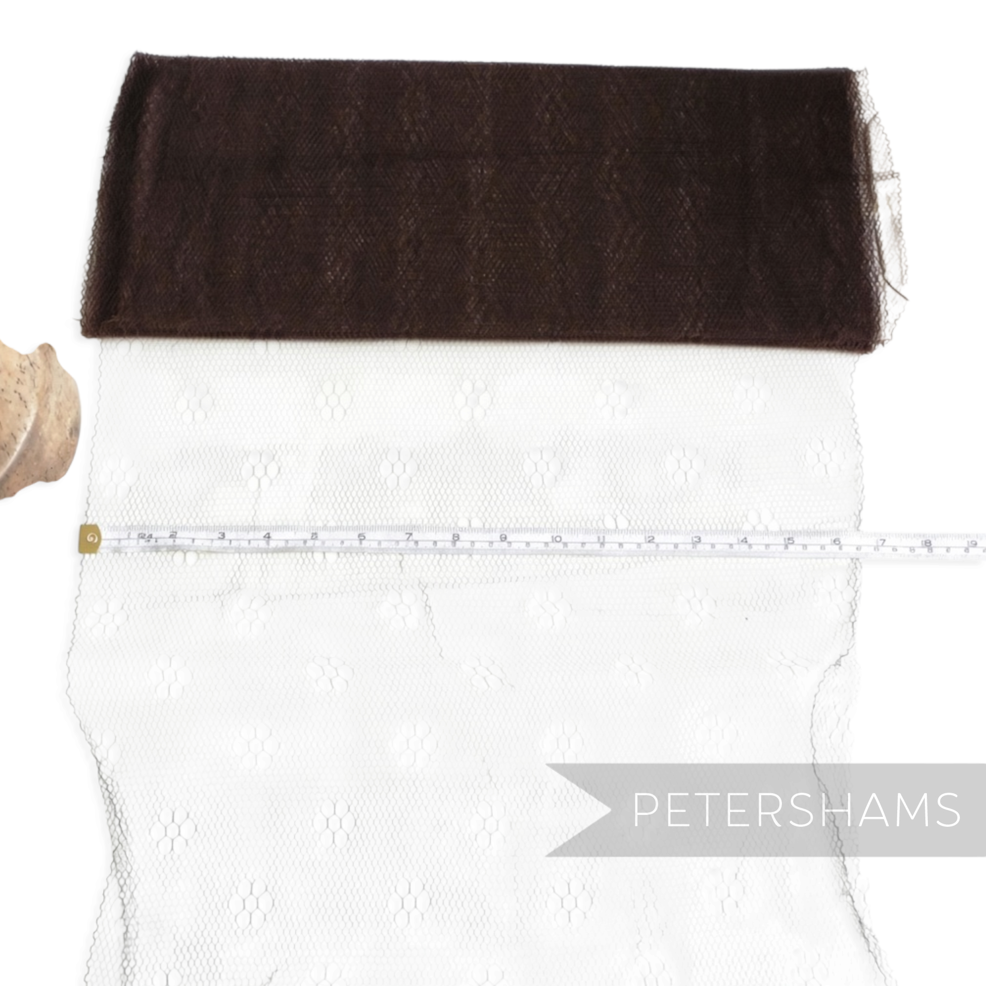 Petershams Millinery Supplies Kat vintage brown honeycomb veiling with floral pattern, 42cm wide, excellent condition