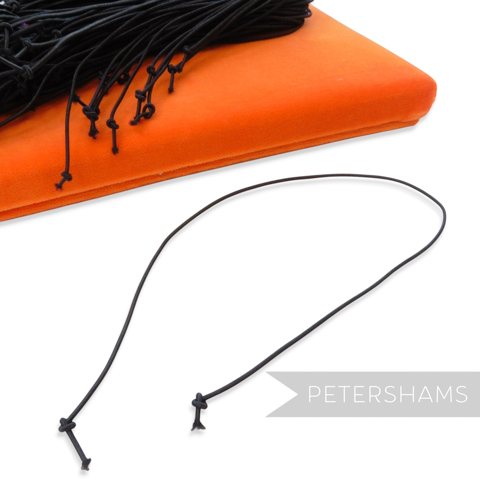Petershams Millinery Supplies black 1.5mm pre-knotted hat elastics for fascinators and headwear