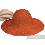 Petershams Millinery Supplies knotted ramie straw capeline hat body in burnt orange with textured stitch detail.
