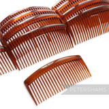 Petershams Millinery Supplies large 9.5cm tortoise brown plastic hair combs for hat making.