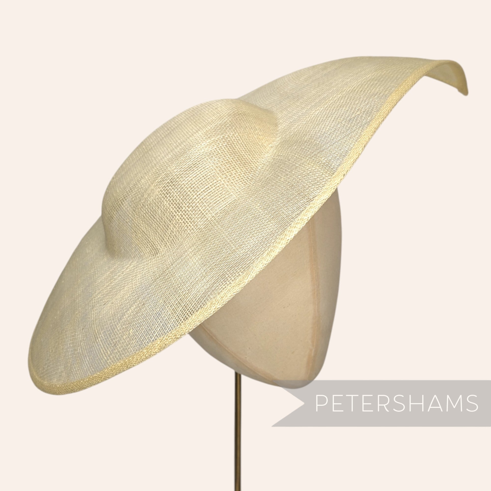 Petershams Millinery Supplies extra large butter yellow sinamay fascinator hat base with a pointed tip
