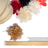 Petershams Millinery Supplies Dilliah silk and organza dahlia flower hat mount in latte brown with wired stem