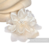 Petershams Millinery Supplies Dilliah latte silk and organza dahlia hat flower mount with wired stem