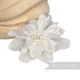 Petershams Millinery Supplies Dilliah latte silk and organza dahlia hat flower with wired stem and delicate petals