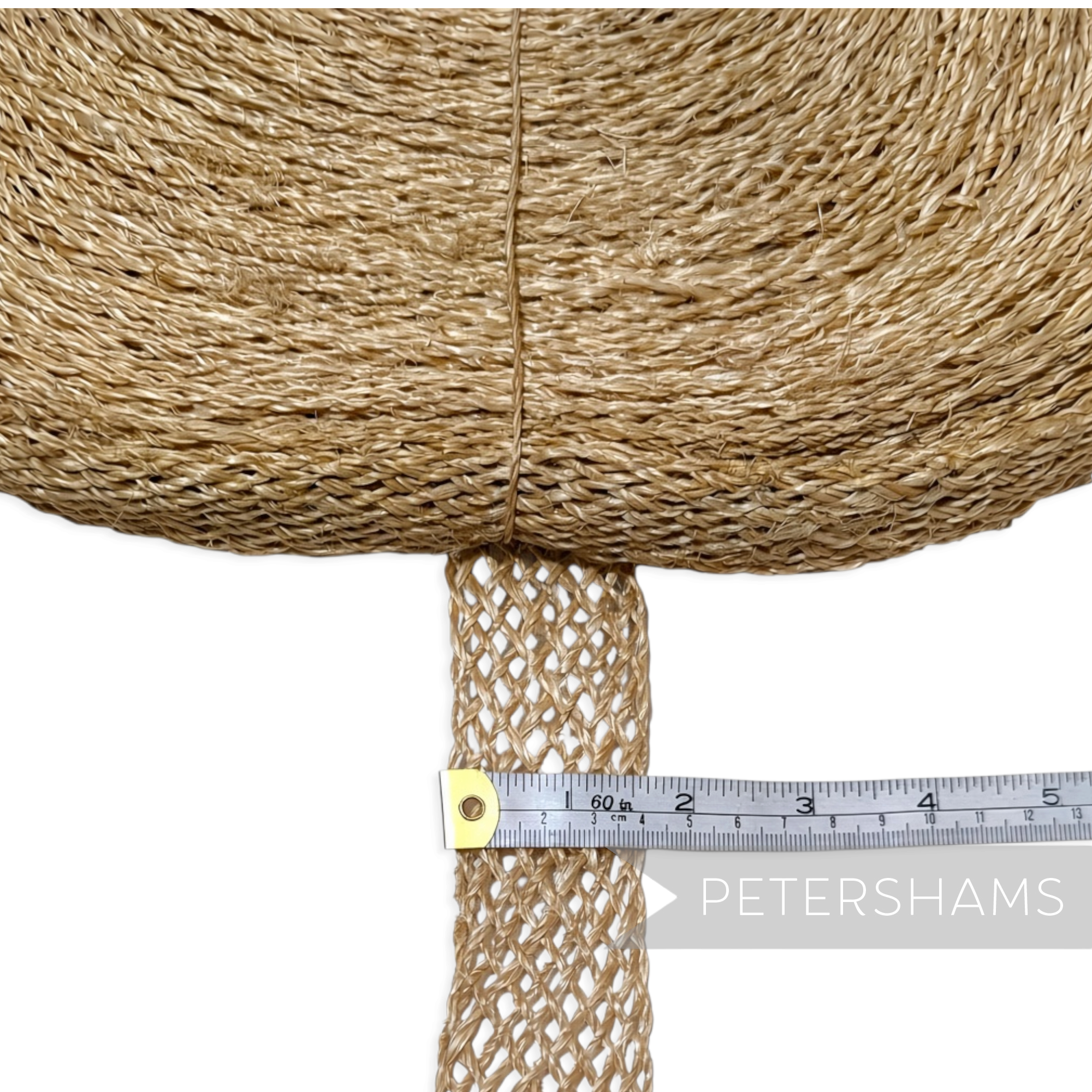 Petershams Millinery Supplies 4cm lattice weave jute braid showing natural texture