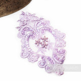 Petershams Millinery Supplies lavender heart-shaped lace motif with faux pearls and iridescent sequins for bridal wear