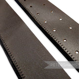 Petershams Millinery Supplies brown leather hat bands with stitched edges and ventilation holes for hat making