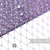 Petershams Millinery Supplies lilac diamond-pattern veiling embellished with clear acrylic diamantes for millinery.