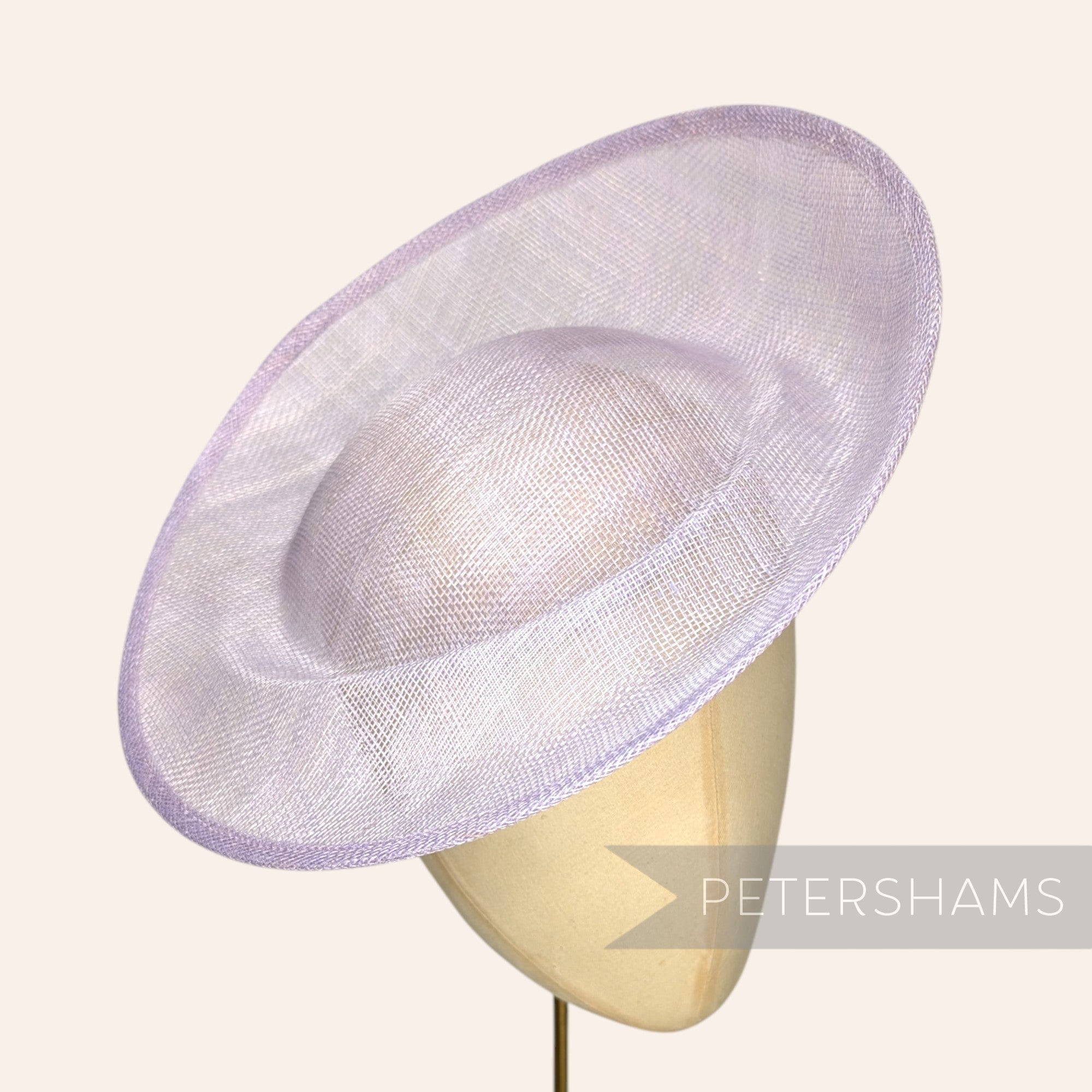 Petershams Millinery Supplies Cindy lilac sinamay fascinator hat base with orbital pleat