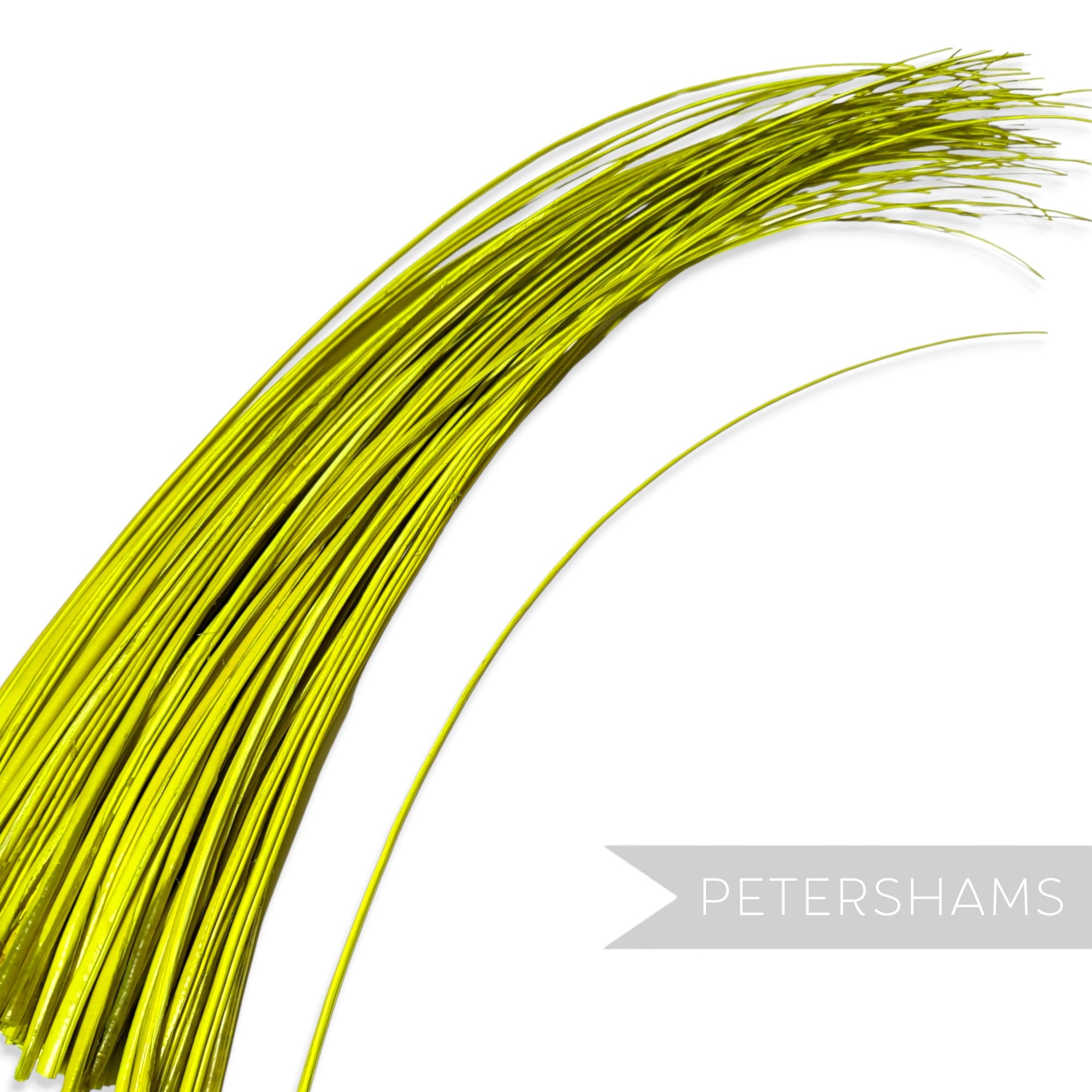 Petershams Millinery Supplies neon yellow stripped ostrich quill feather for hat making and millinery crafts