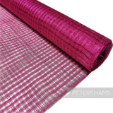 Petershams Millinery Supplies magenta basket weave sinamay fabric with a large, open weave, ideal for hat making.