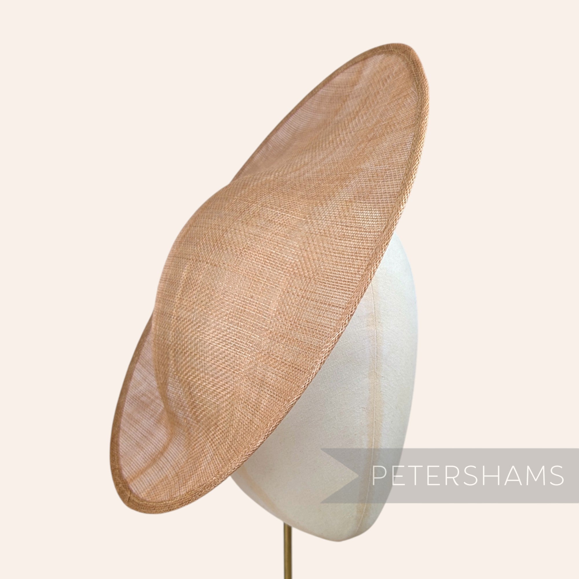 Petershams Millinery Supplies Maggie large oval sinamay fascinator hat base in toffee