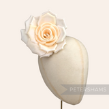 Petershams Millinery Supplies Mandy asymmetric cream flower hat mount with wired stem