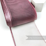 Petershams Millinery Supplies mauve 15cm wide crinoline ribbon with a shiny polybraid edge for hat making