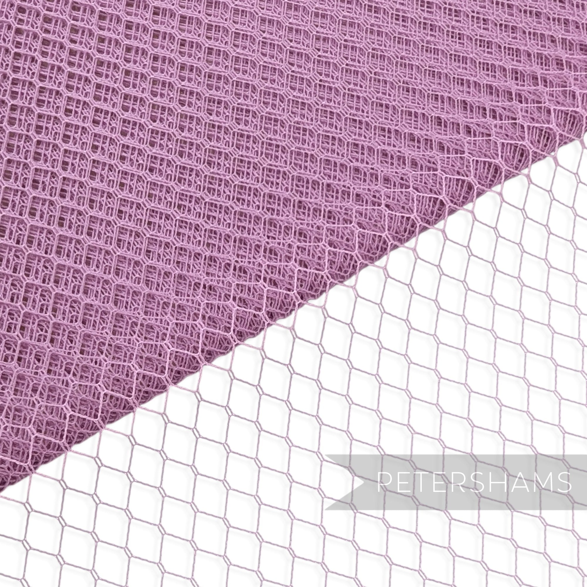 Petershams Millinery Supplies vintage mauve nylon veiling with small diamond pattern for birdcage veils