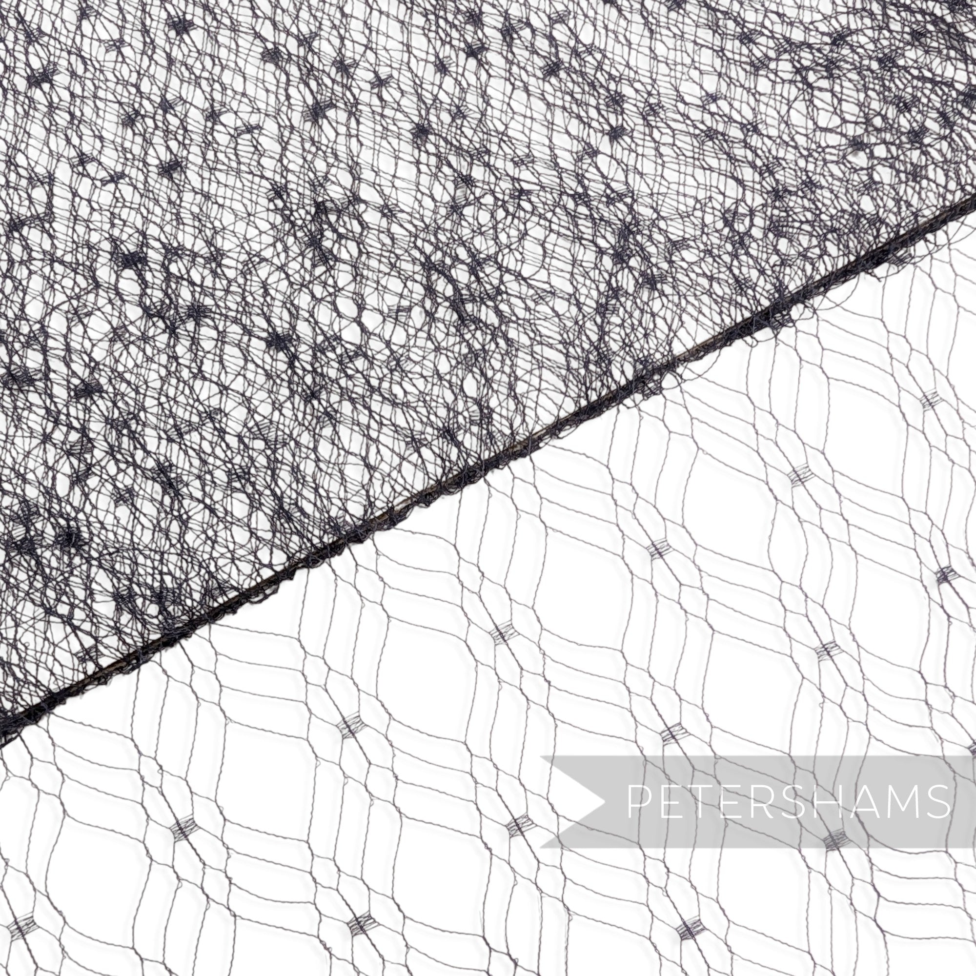 Petershams Millinery Supplies Melinda vintage slate blue veiling with intricate dotty patterned weave