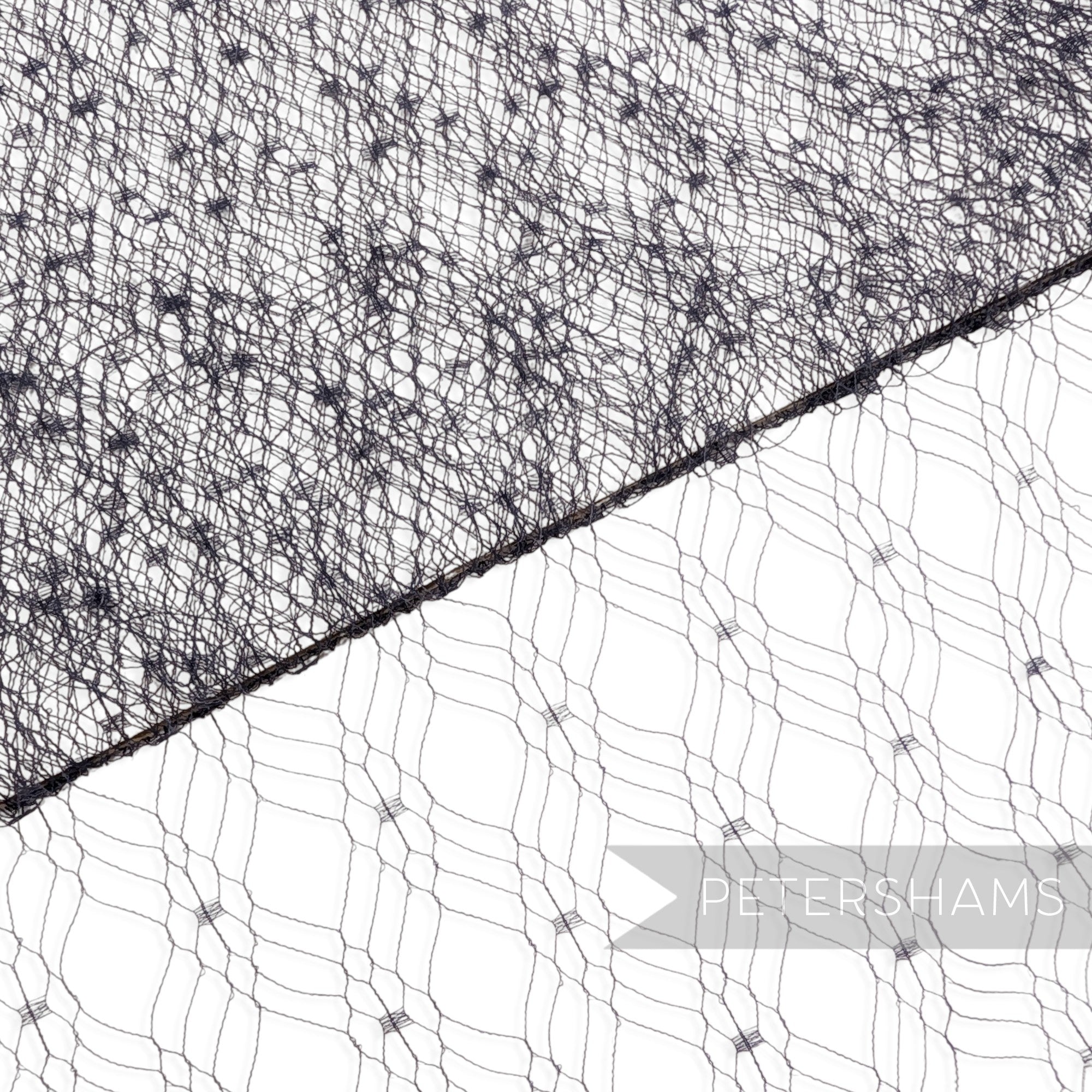 Petershams Millinery Supplies Melinda slate blue vintage veiling with intricate dotty patterned weave