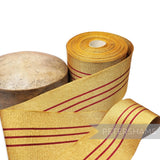 Petershams Millinery Supplies vintage 95mm metallic gold and red woven ribbon for regalia and millinery projects