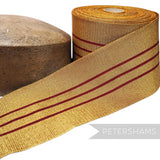 Petershams Millinery Supplies vintage 95mm metallic gold and burgundy woven ribbon for regalia and millinery