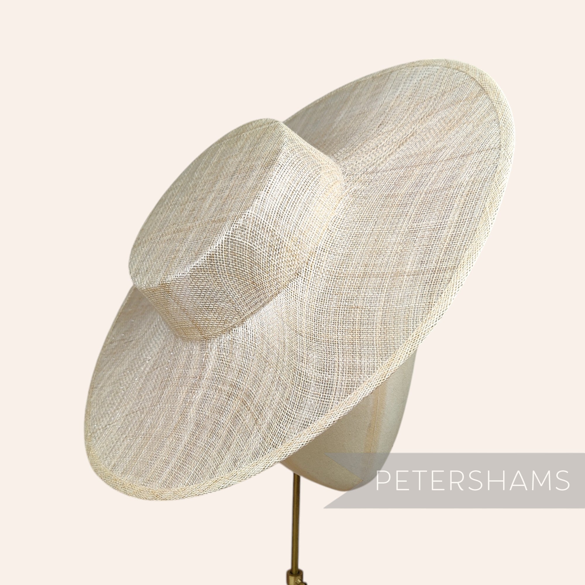 Petershams Millinery Supplies metallic lurex sinamay boater hat base with a wide brim