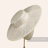 Petershams Millinery Supplies metallic lurex sinamay boater hat base with a wide brim