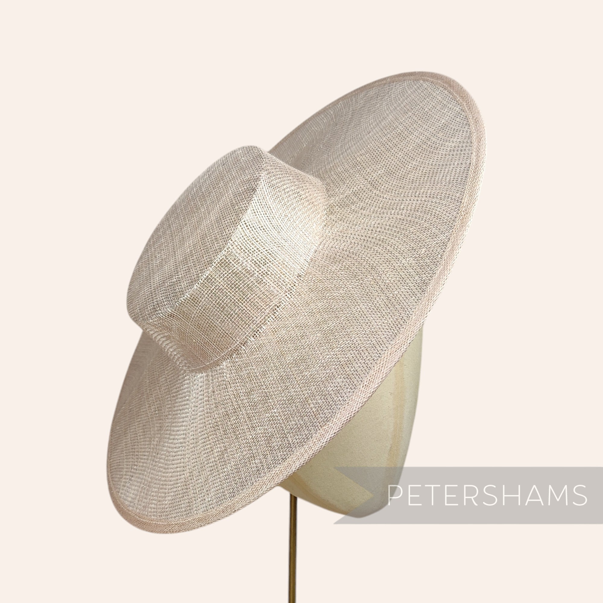 Petershams Millinery Supplies metallic lurex sinamay boater fascinator hat base in a wide brim style