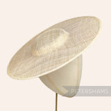 Petershams Millinery Supplies metallic lurex sinamay cartwheel fascinator hat base in a blush with gold