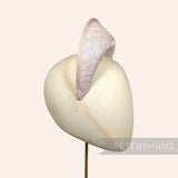 Petershams Millinery Supplies metallic lurex sinamay halo crown fascinator hat base in a subtle shimmering pink tone.