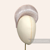 Petershams Millinery Supplies metallic lurex sinamay halo crown fascinator hat base in a shimmering rose with silver