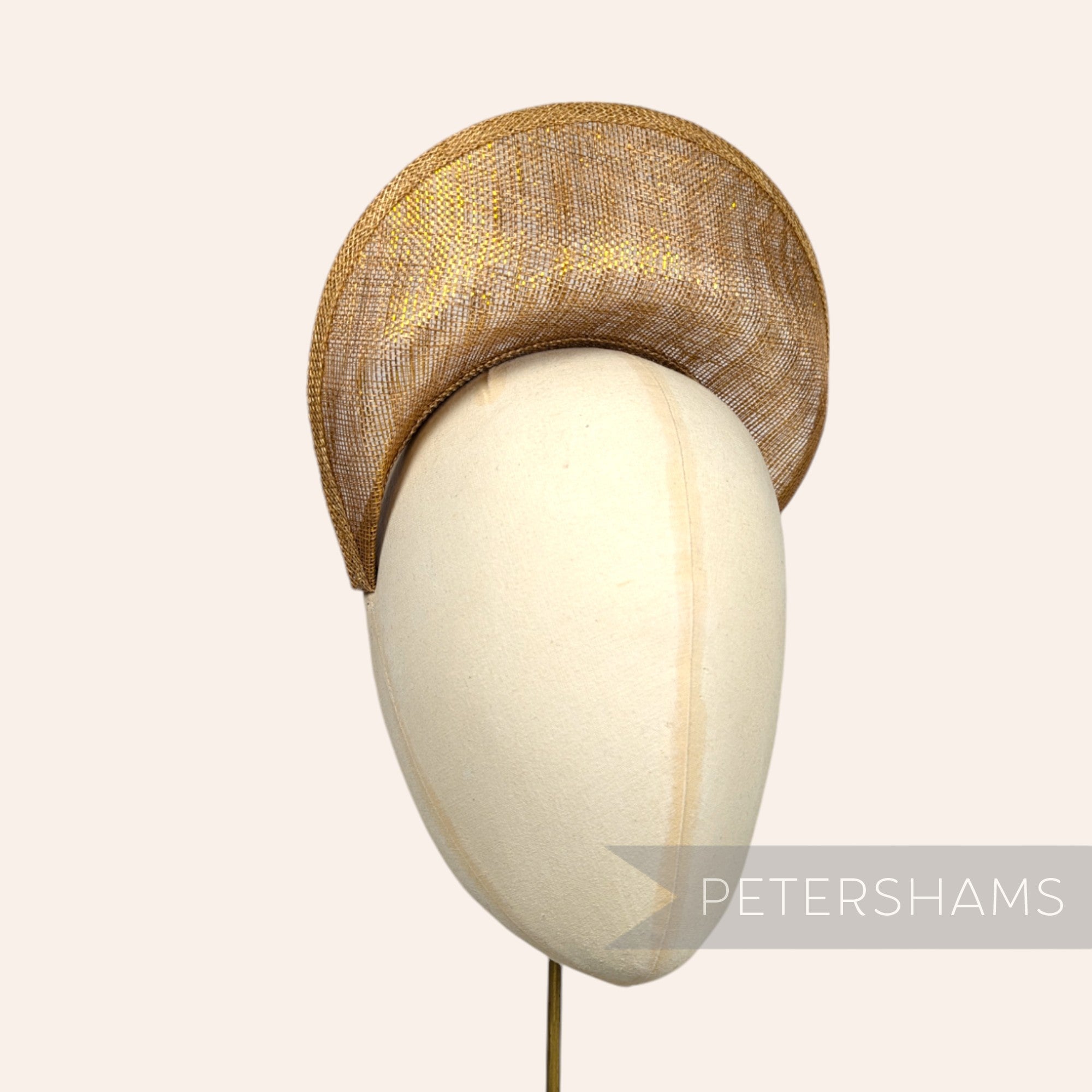 Petershams Millinery Supplies toffee metallic gold lurex sinamay halo crown fascinator hat base