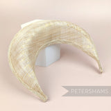 Petershams Millinery Supplies metallic lurex sinamay halo crown fascinator hat base in a crescent moon shape