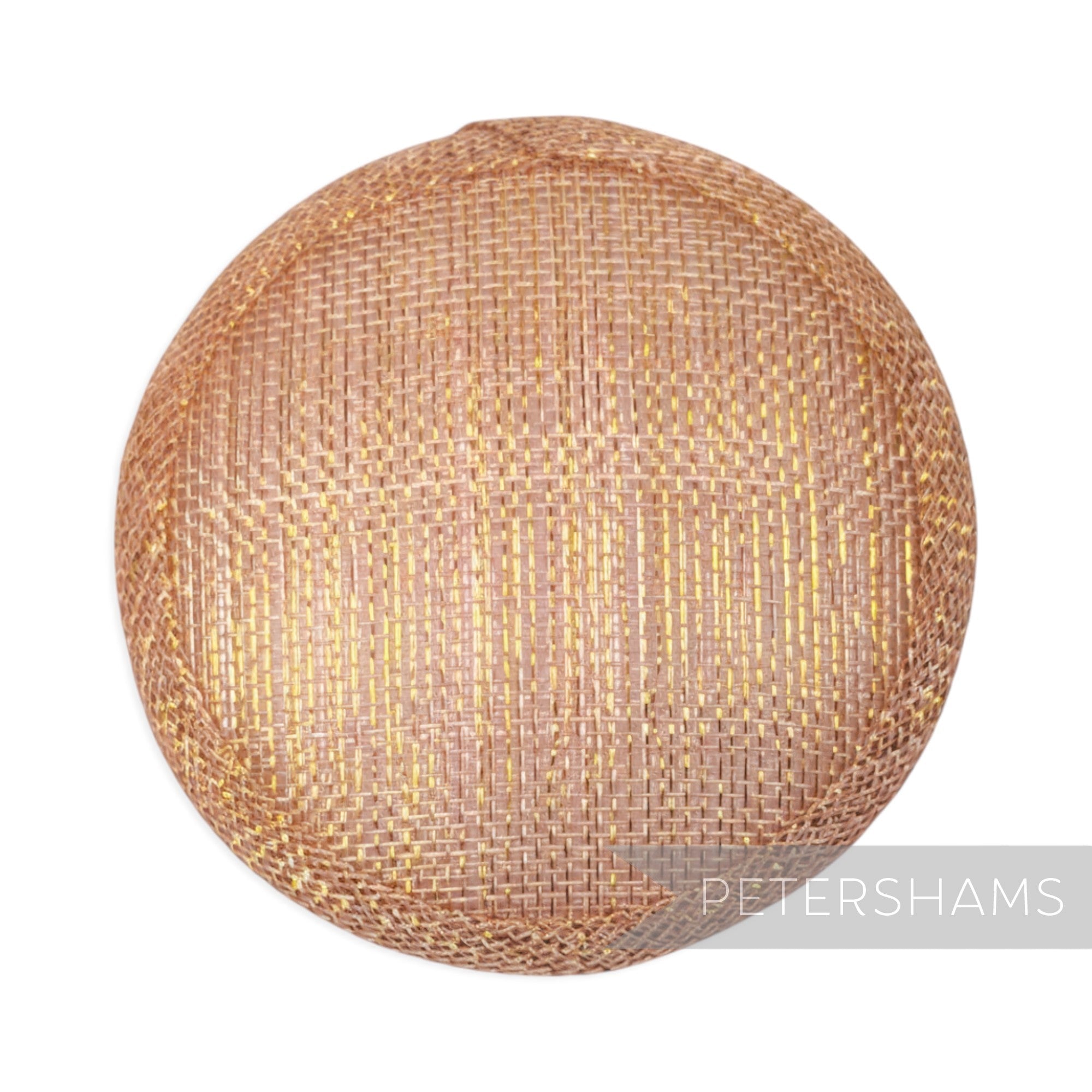 Petershams Millinery Supplies 10.5cm round metallic lurex sinamay fascinator base in a blush with gold