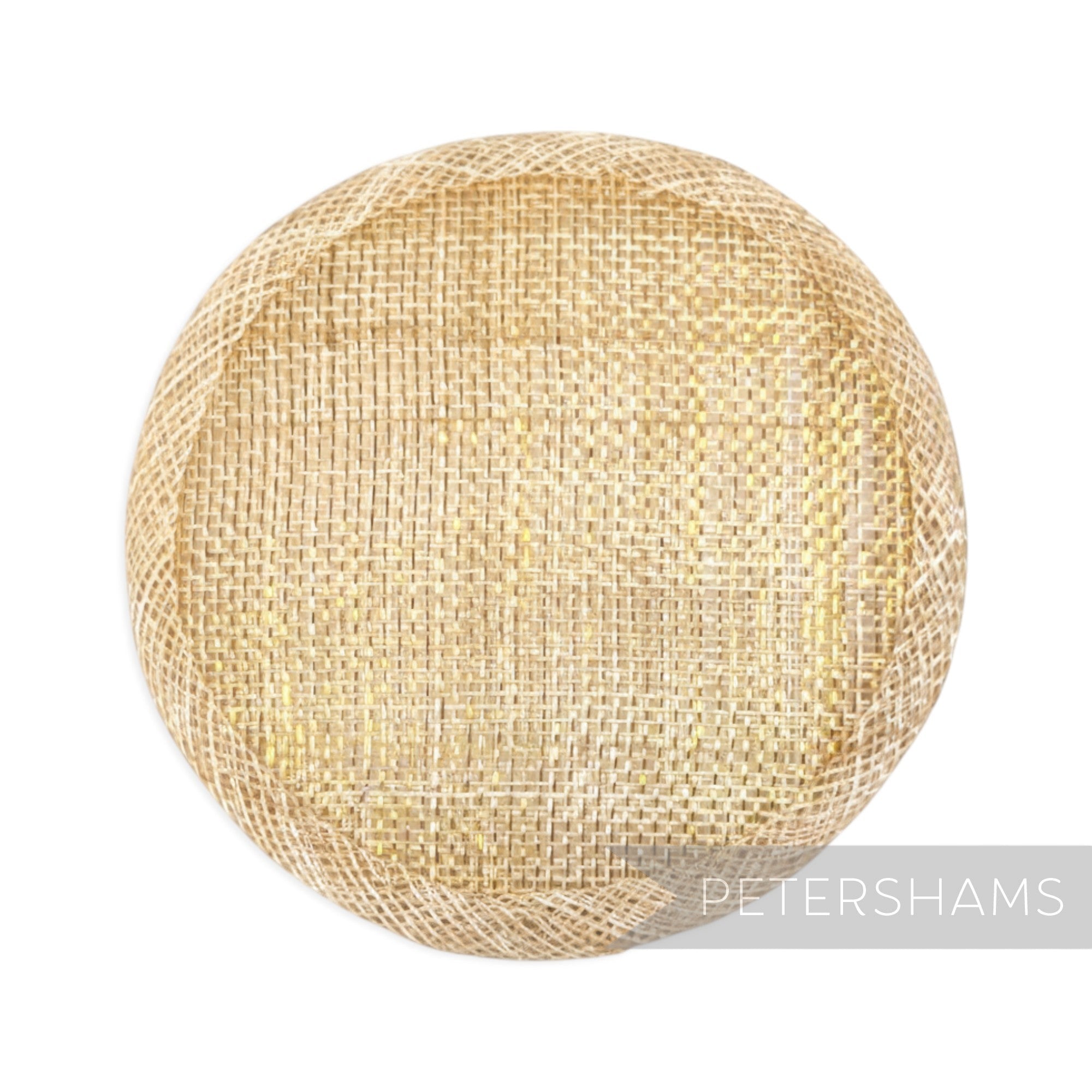 Petershams Millinery Supplies 10.5cm round metallic lurex sinamay fascinator base in a natural gold tone