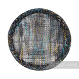 Petershams Millinery Supplies 10.5cm round black sinamay fascinator base with metallic lurex weave detail