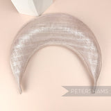 Petershams Millinery Supplies metallic lurex sinamay halo crown fascinator hat base in a shimmering rose pink with silver