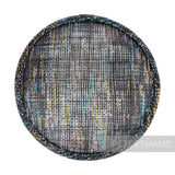 Petershams Millinery Supplies round black sinamay fascinator base with metallic lurex threads