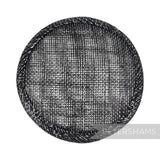 Petershams Millinery Supplies 10.5cm round black metallic lurex sinamay fascinator hat base for millinery projects.