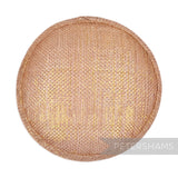 Petershams Millinery Supplies 13.5cm round metallic lurex sinamay fascinator hat base in a warm copper tone.