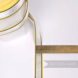Petershams Millinery Supplies vintage 16mm silver metallic lurex and yellow striped grosgrain ribbon trim