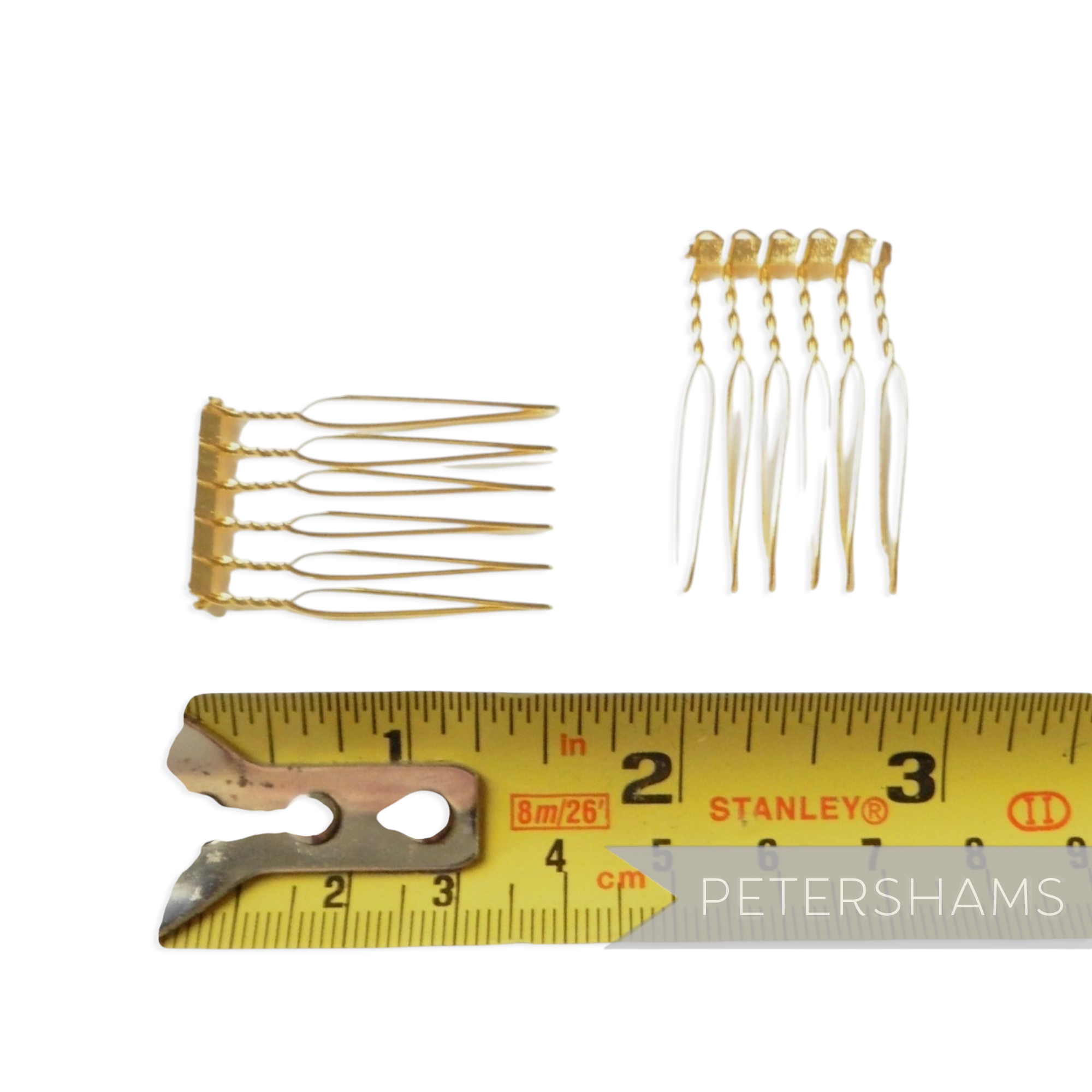 Petershams Millinery Supplies mini gold plated metal hair combs for bridal veils