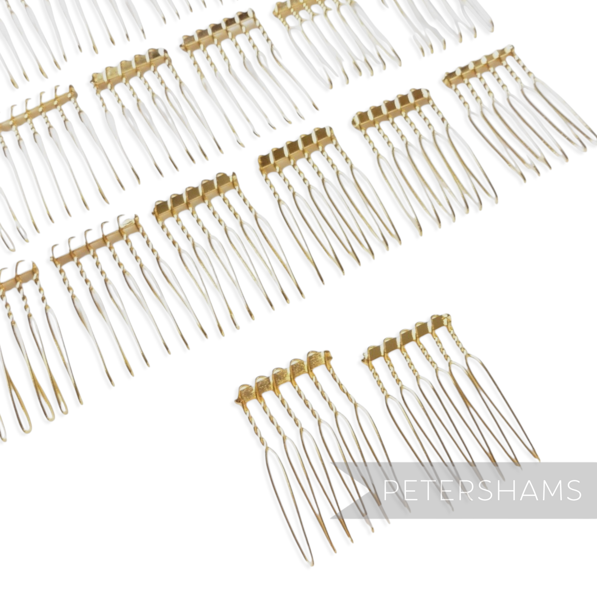 Petershams Millinery Supplies mini gold plated metal hair combs for bridal veils and hairpieces