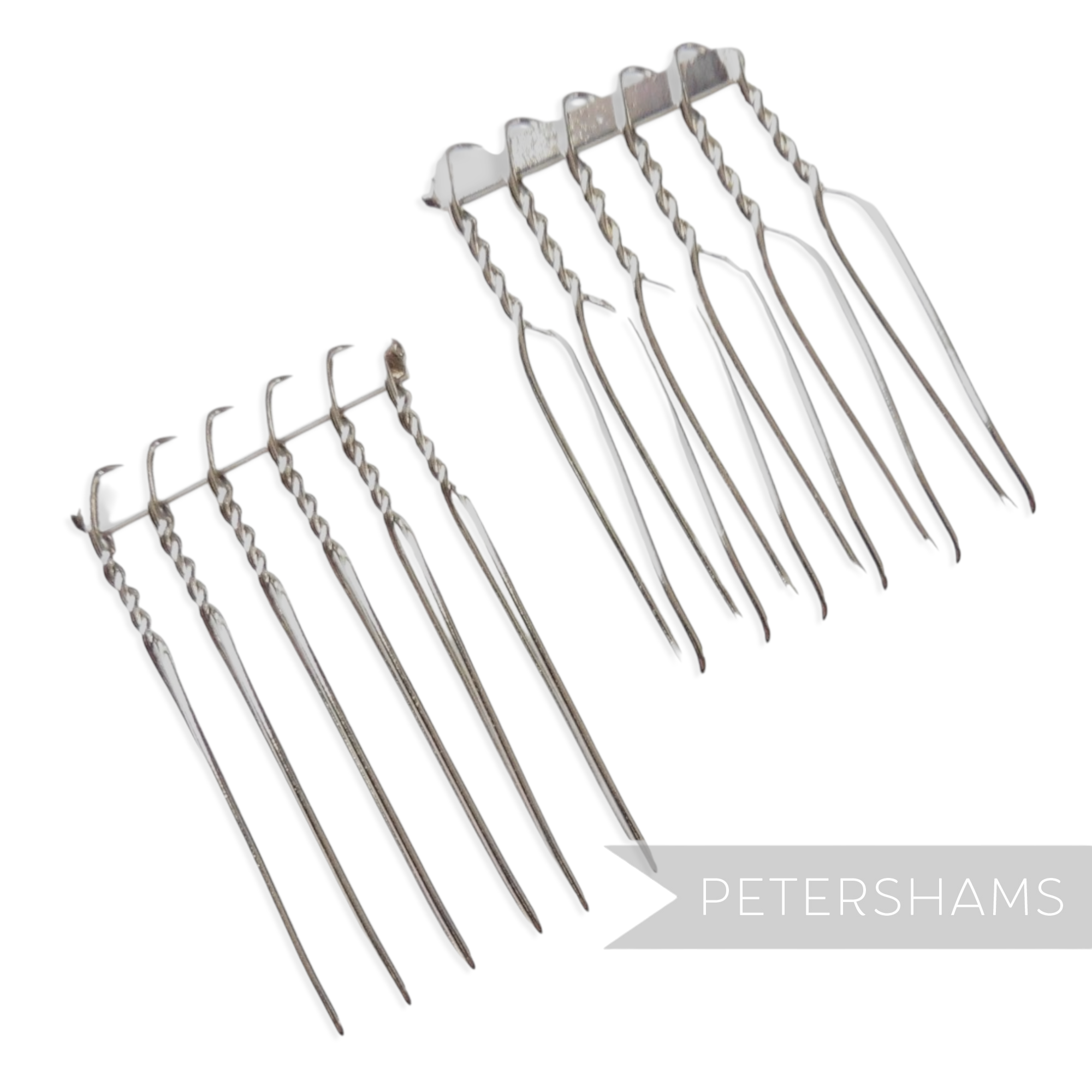 Petershams Millinery Supplies mini plated metal hair combs for bridal veils and hairpieces